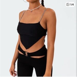 Edikted Black Camisole with Chain Straps